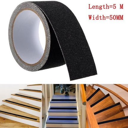 Anti Sliptape - Klustape - PVC - Antislip Trap Strip - Zelfklevende Tape - Waarschuwingsband - Waterproof - Super Plakkerig - Anti - slip - Antislip Lijm - Stickers - Waterbestendig - Voor Trap, Vloer, Drempel - Voor Binnen en Buiten - 5cm*5m - Zwart - Seprio