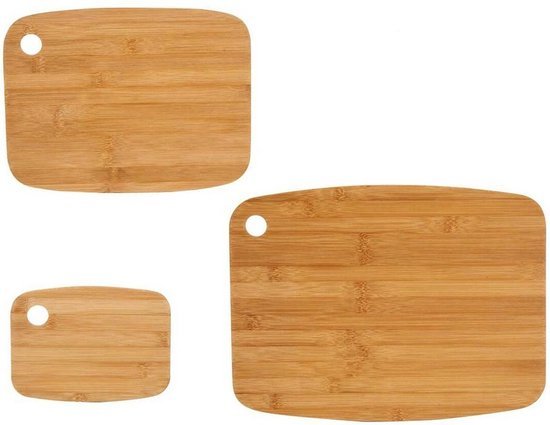 Bamboe Snijplanken Set - 3 Delige Snijplanken en Serveerplanken - Klein/Middel/Groot - Met Handgreep Uitsparing - Duurzaam Bamboe Hout - Voor Groenten Vlees en Serveerhapjes - Seprio