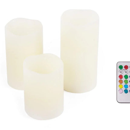 Benson - LED Kaarsen Set - RGB - incl. Afstandsbediening - 3 Stuks - Realistische Vlam - Seprio