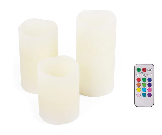 Benson - LED Kaarsen Set - RGB - incl. Afstandsbediening - 3 Stuks - Realistische Vlam - Seprio