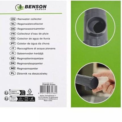 Benson Regenpijpaftapper 80 mm voor eenvoudige aansluiting op regenton en wateropvang - Seprio