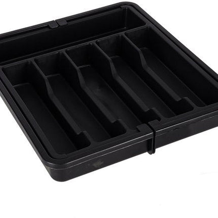 Bestek Organizer Lade - Uitschuifbare Bestekbak - Verstelbare Lade Organizer 33 - 56,5 cm - 8 Vakken - Bestekindeler voor Keukenlade - Zwart - Kunststof Bestekhouder - Seprio