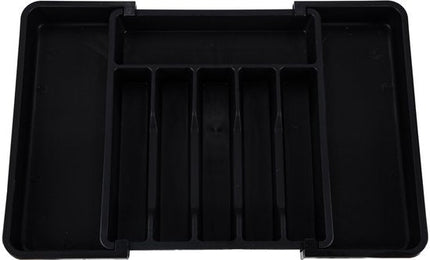 Bestek Organizer Lade - Uitschuifbare Bestekbak - Verstelbare Lade Organizer 33 - 56,5 cm - 8 Vakken - Bestekindeler voor Keukenlade - Zwart - Kunststof Bestekhouder - Seprio