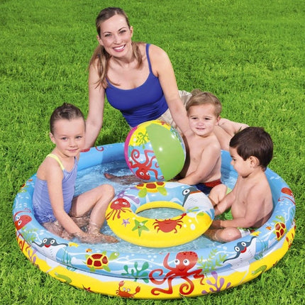 Bestway - Kinderzwembad - 122 cm - Rond - Met Bal en Zwemring - Seprio