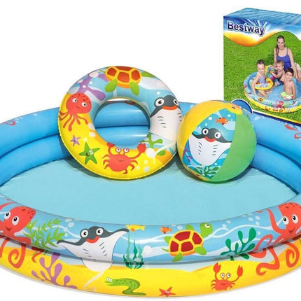 Bestway - Kinderzwembad - 122 cm - Rond - Met Bal en Zwemring - Seprio