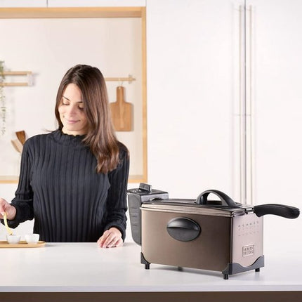 Black & Decker Elektrische Friteuse BXDF2100E 2100W 3L Geurloos Temperatuurkeuze Roestvrij staal - Seprio