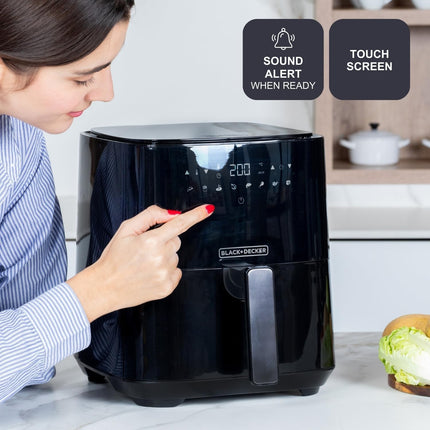 BLACK+DECKER - Airfryer - Heteluchtfriteuse - 5L - 8 Programma's - Antiaanbaklaag - Zwart - 1450W - Seprio