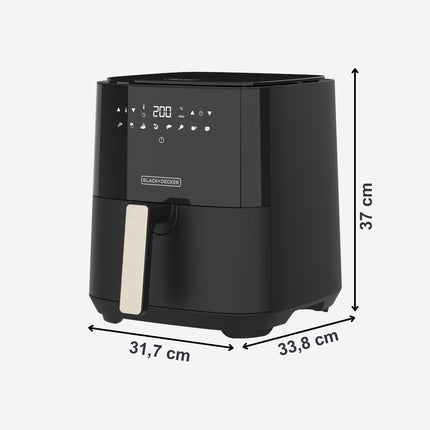 BLACK+DECKER - Airfryer - Heteluchtfriteuse - 5L - 8 Programma's - Antiaanbaklaag - Zwart - 1450W - Seprio