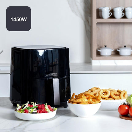 BLACK+DECKER - Airfryer - Heteluchtfriteuse - 5L - 8 Programma's - Antiaanbaklaag - Zwart - 1450W - Seprio