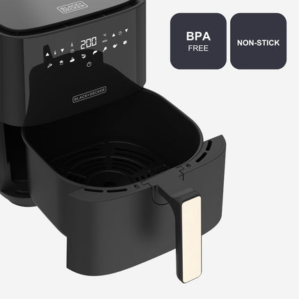 BLACK+DECKER - Airfryer - Heteluchtfriteuse - 5L - 8 Programma's - Antiaanbaklaag - Zwart - 1450W - Seprio