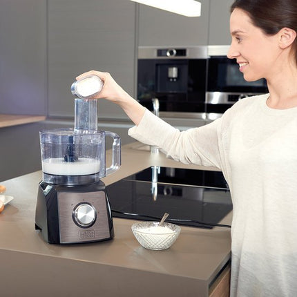 BLACK+DECKER - BXFPA1200E - Keukenmachine 1.200 W - Karaf 1,5L - 2 Snelheden/Turbofunctie - 8 Accessoires - Roestvrijstalen Afwerking - Anti - vingerafdruk - BPA - vrij - Seprio