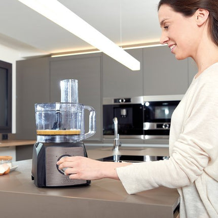 BLACK+DECKER - BXFPA1200E - Keukenmachine 1.200 W - Karaf 1,5L - 2 Snelheden/Turbofunctie - 8 Accessoires - Roestvrijstalen Afwerking - Anti - vingerafdruk - BPA - vrij - Seprio