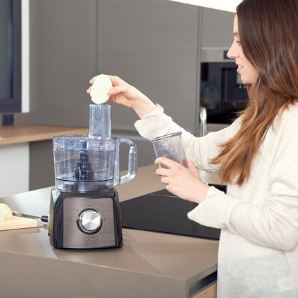 BLACK+DECKER - BXFPA1200E - Keukenmachine 1.200 W - Karaf 1,5L - 2 Snelheden/Turbofunctie - 8 Accessoires - Roestvrijstalen Afwerking - Anti - vingerafdruk - BPA - vrij - Seprio