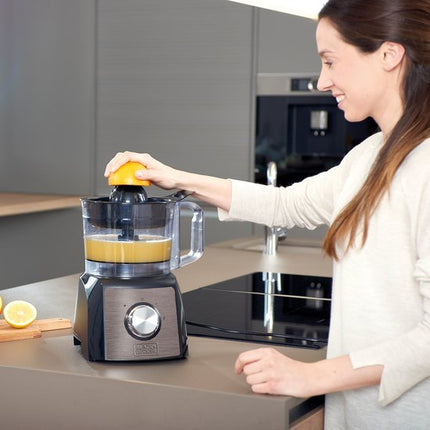 BLACK+DECKER - BXFPA1200E - Keukenmachine 1.200 W - Karaf 1,5L - 2 Snelheden/Turbofunctie - 8 Accessoires - Roestvrijstalen Afwerking - Anti - vingerafdruk - BPA - vrij - Seprio