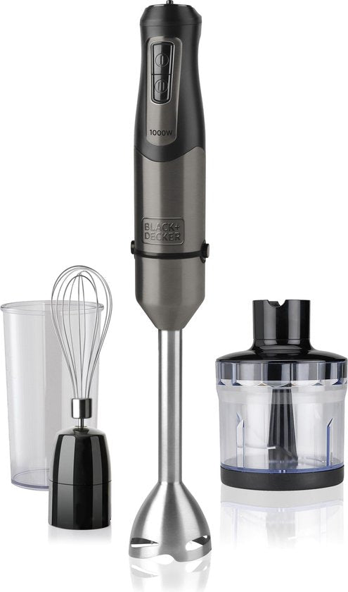 Black+Decker BXHBA1000E - Multifunctionele Staafmixer met Blender en Klopper - 1000 W - RVS - Seprio