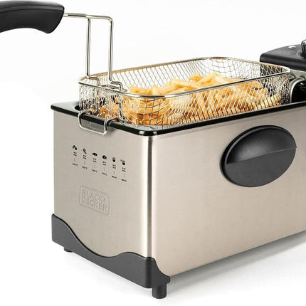 BLACK+DECKER - Elektrische Friteuse - 2100W - 3L - Geurloos - Temperatuurkeuze - Roestvrij Staal - Seprio