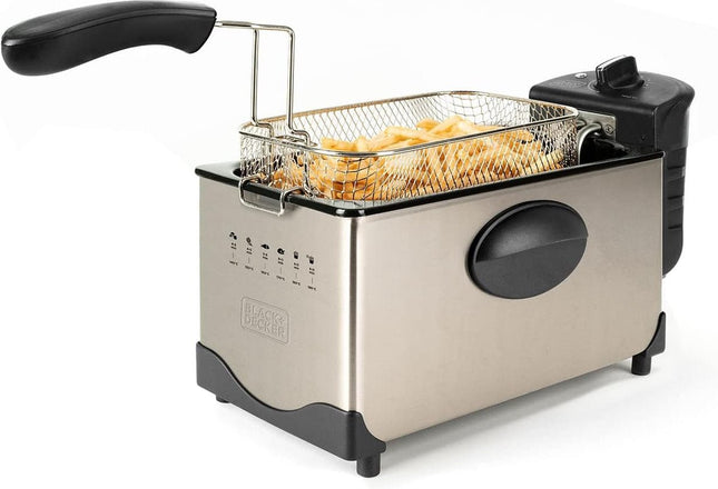 BLACK+DECKER - Elektrische Friteuse - 2100W - 3L - Geurloos - Temperatuurkeuze - Roestvrij Staal - Seprio