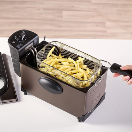 BLACK+DECKER - Elektrische Friteuse - 2100W - 3L - Geurloos - Temperatuurkeuze - Roestvrij Staal - Seprio