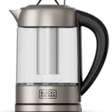 Black+Decker - Elektrische waterkoker BXKE2205E | 2200W | 1,7L glazen houder | roestvrijstalen filter | digitale temperatuurregelaar 60 - 100ºC | LED - verlichting | 360° rotatie | luchtdicht deksel - Seprio