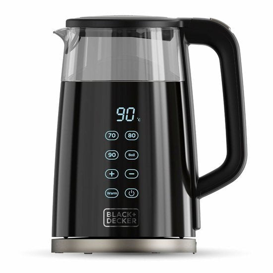 Black+Decker - Elektrische Waterkoker BXKE2206E | 2200W | 1,7L Capaciteit | 7 Temperatuurniveaus | Glas met Dubbele Wandisolatie | 360º Draaibare Basis | Auto - Off | Verwijderbaar Filter - Seprio
