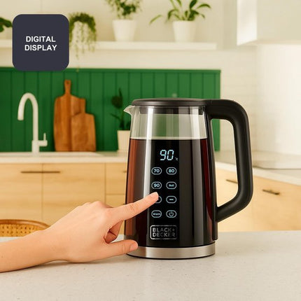 Black+Decker - Elektrische Waterkoker BXKE2206E | 2200W | 1,7L Capaciteit | 7 Temperatuurniveaus | Glas met Dubbele Wandisolatie | 360º Draaibare Basis | Auto - Off | Verwijderbaar Filter - Seprio