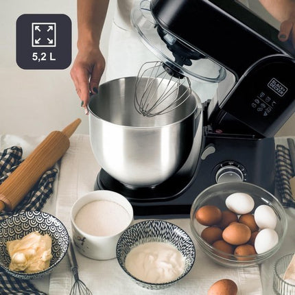 BLACK+DECKER - Keukenmachine 1000W - Keukenrobot - Foodprocessor - Keukenmixer RVS - 5.2L - Zwart - Seprio
