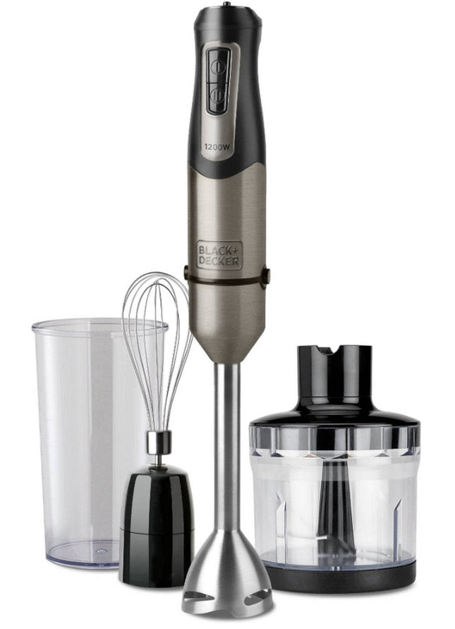 BLACK+DECKER - Staafmixer - 1200W - Incl. Hakmolen en Garde - Turbo - functie - RVS Messen - Anti - Spat Design - BPA - vrij - Accessoires Vaatwasmachinebestendig - Seprio
