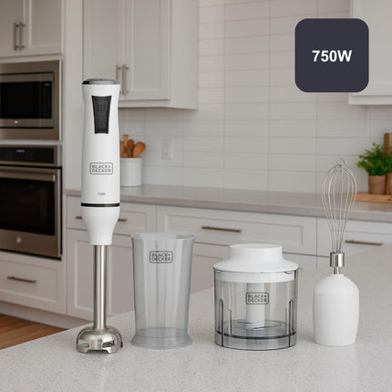 BLACK+DECKER - Staafmixer - 750W - 20 Instelbare Snelheden - Turbo - functie - RVS Messen - Anti - Spat Design - BPA - vrij - Accessoires Vaatwasmachinebestendig - Seprio