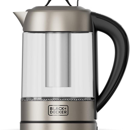 BLACK+DECKER - Waterkoker 1,7L - 2200W - Zwart, Roestvrijstaal, Transparant - LED - Digitale Thermostaat - Seprio