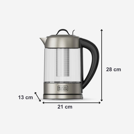 BLACK+DECKER - Waterkoker 1,7L - 2200W - Zwart, Roestvrijstaal, Transparant - LED - Digitale Thermostaat - Seprio