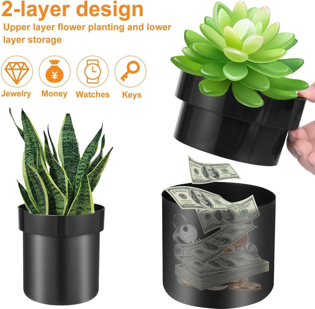 plant pot with hidden storage Flower Pot Safe - Secret Storage Box - Waterproof - Corrosion Resistant - Includes Hidden Compartment