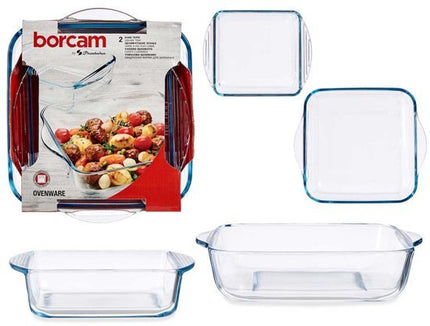 Borcam - Ovenschalen Vierkant - Glas - Set van 2 Stuks - 1040 ml + 1950 ml - Seprio