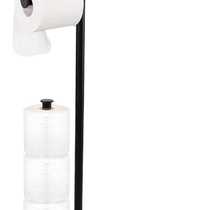 Byamos - Vrijstaande WC Rolhouder – Toiletrolhouder Met Plankje – 618 x 160 x 110 mm – Zwart - WC - Butler - Seprio