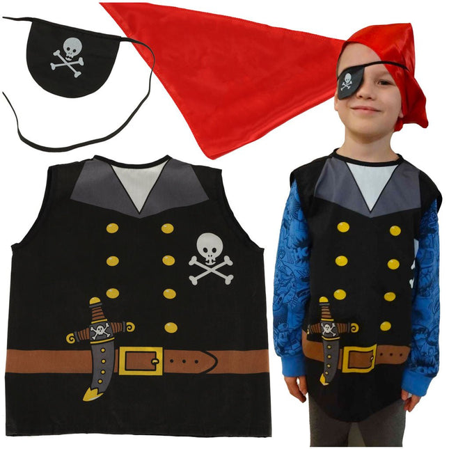 Carnavalskleding Verkleedkleding Kind Piraat Kostuum - Hoofddoek - Ooglapje - Seprio