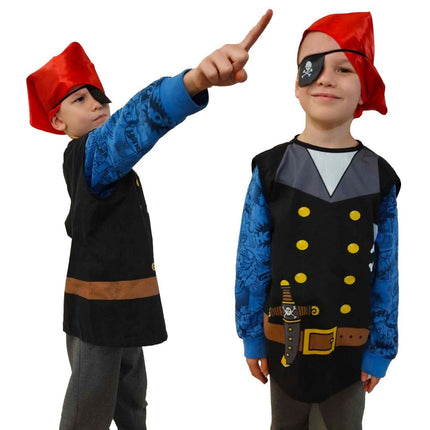 Carnavalskleding Verkleedkleding Kind Piraat Kostuum - Hoofddoek - Ooglapje - Seprio