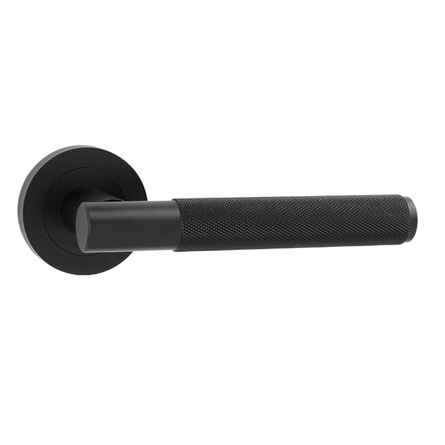 Deurbeslagset Design - Deurklinken Zwart - Ribbel - Aluminium - Met Rozet - Binnendeur - Seprio