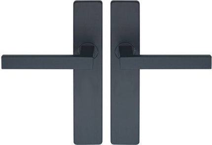 Deurklink Op Schild - Mat Zwart - Deurkruk - Deurbeslag Set - Incl. Bevestigingsmateriaal - Terugslagveer - Vierkant - Seprio