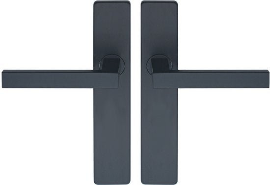 Deurklink Op Schild - Mat Zwart - Deurkruk - Deurbeslag Set - Incl. Bevestigingsmateriaal - Terugslagveer - Vierkant - Seprio