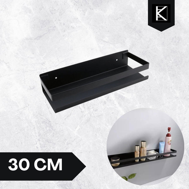 Doucherek Zwart - Douchemand - Badkamerrek - Rekje Voor In De Douche - Badkamer Plank - Shampoo Rekje - RVS - Rechthoekig - Seprio