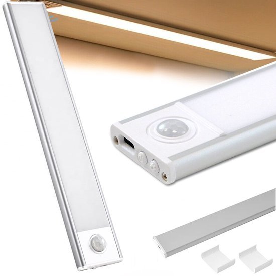 Draadloze Ledlamp met Bewegingssensor - Wandlamp - Wandlamp Binnen - Oplaadbare Muurlamp - Warm Wit Licht - Werkt op Batterijen - 19 cm Breed - Seprio