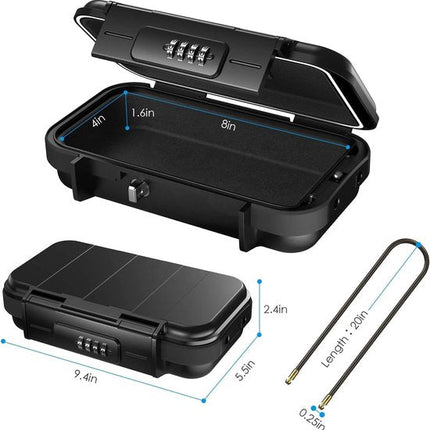 Draagbare Safe Box - Mini Kluis met 4 - Cijferig Codeslot - Veiligheidsbox voor Telefoon Sleutels Geld & Waardevolle Spullen - Inclusief Staalkabel - Shockproof ABS Behuizing - Reiskluis voor Auto Thuis Vakantie & Sportschool - Seprio
