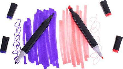Dubbelzijdige Alcoholmarkers 168 - delig – Twinmarkers in Etui – Dual Tip Stiften met Dikke & Dunne Punt – Kleurstiften voor Tekenen, Handlettering & Bullet Journals - Seprio