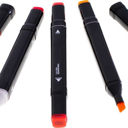 Dubbelzijdige Alcoholmarkers 168 - delig – Twinmarkers in Etui – Dual Tip Stiften met Dikke & Dunne Punt – Kleurstiften voor Tekenen, Handlettering & Bullet Journals - Seprio