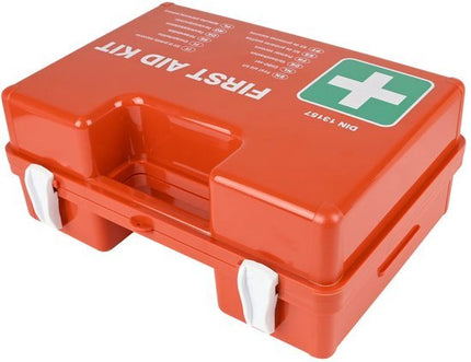 E.H.B.O. Koffer DIN 13157:2021 - Complete BHV Verbanddoos - Inclusief Pleisterset Verbanden Wondkompressen Reddingsdeken Ijspack Handschoenen & Tools - Professionele EHBO Set voor Bedrijf Thuis en Auto - 32x23x13 cm - Noodpakket - Seprio