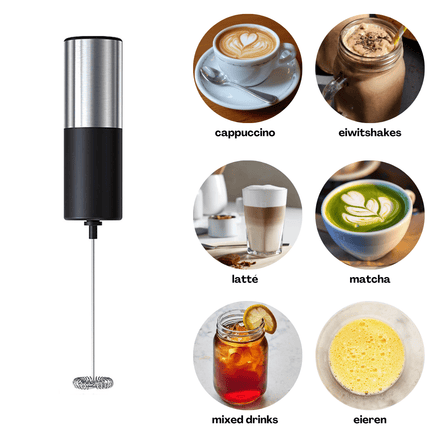 Elektrische Melkopschuimer - Handmatig - Batterijgevoed - Voor Cappuccino, Frappé en Koffie - Seprio
