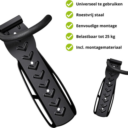 Fiets Ophangsysteem - Fietshaak met Haak - Inclusief Montagemateriaal - Wandmontage - Seprio