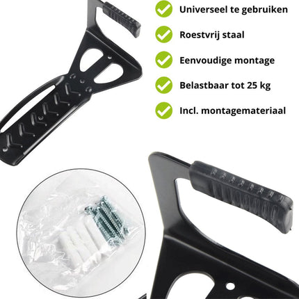 Fiets Ophangsysteem - Fietshaak met Haak - Inclusief Montagemateriaal - Wandmontage - Seprio