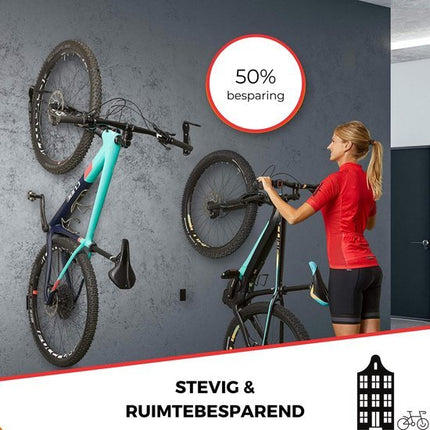 Fiets Ophangsysteem Set (2 stuks) - Ophangbeugel tot 25 kg - zwart - Seprio