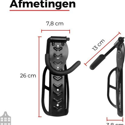 Fiets Ophangsysteem Set (2 stuks) - Ophangbeugel tot 25 kg - zwart - Seprio