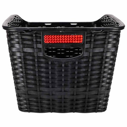 Fietsmand Achter - 18 L Boodschappenmand voor Bagagedrager - Draagkracht 8 kg - Rattan Look Kunststof PP - Met Reflector - Zwart - Seprio